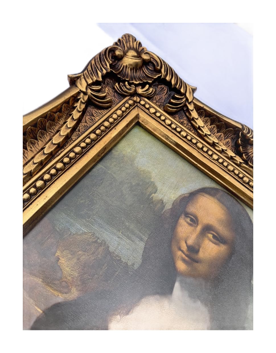 Mona Lisa Bild mit Barock Rahmen Wandbild von Leonardo da Vinci 73x63 cm Kunstdrucke Gemälde Retro Repro Antik für Home Büro Praxis Café