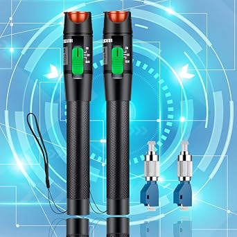 2pcs Fiber Optic Visual Fault Locator 30MW 30KM VFL Optic Fiber Tester Fiber Optic Cable Tester with 2pcs Singlemode 9/125um FC Male to LC Female Adapter,Green Switch, HGB2-Green-2FC