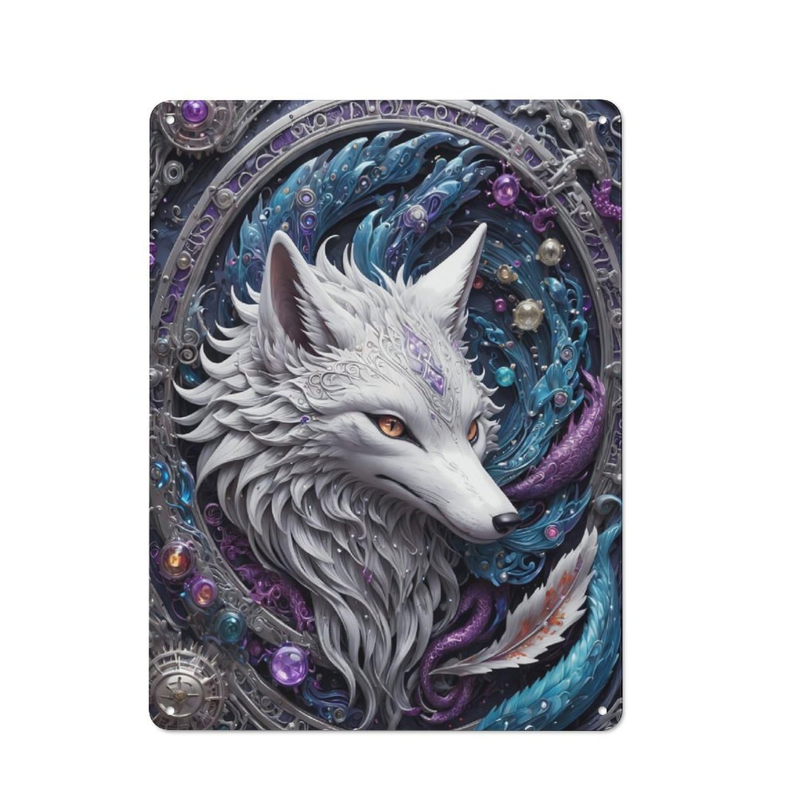 Junmoney Steampunk Fox Vintage Metal Plaque 40X30cm For Dining Room Or Kitchen, For Dining Room Decor Fans