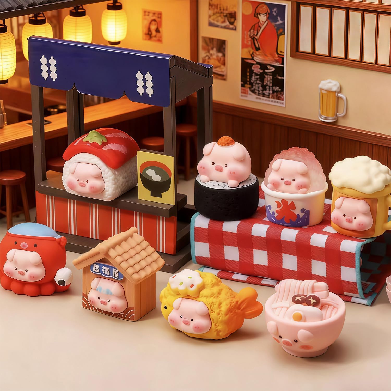 3 Pcs Cute Pig Series Blind Box Figures, Random Design Action Figures Collectible Toys for Birthday Gift, Home Decorations