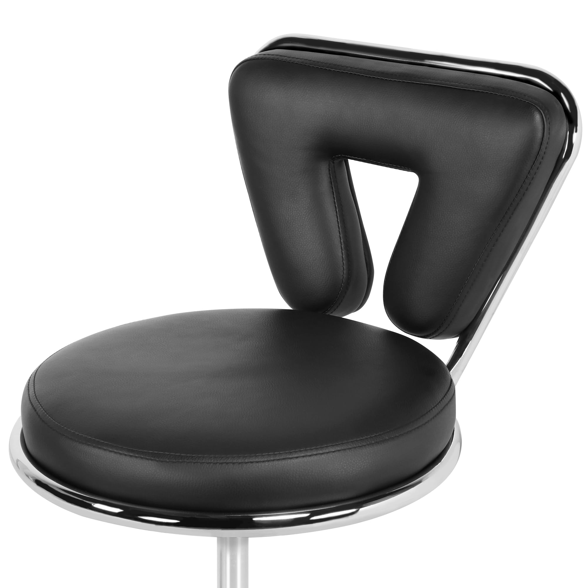 Yaheetech Sgabello Estetista con Schienale con Ruote Altezza Regolabile Girevole per Estetista Parrucchiere Ergonomico Ufficio Studio Scrivania Salone Nero