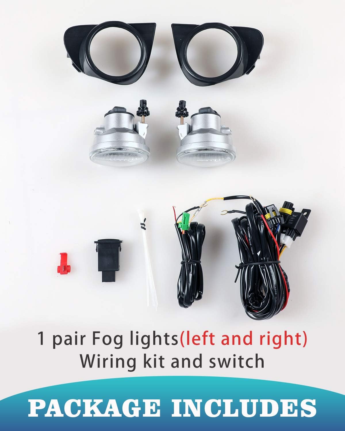 AUTOWIKI Fog Light Assembly for 2003-2005 Toyota Echo With Clear Lens 2PCS OEM Replacement Driving Fog Lamps with Switch and Wiring Kit
