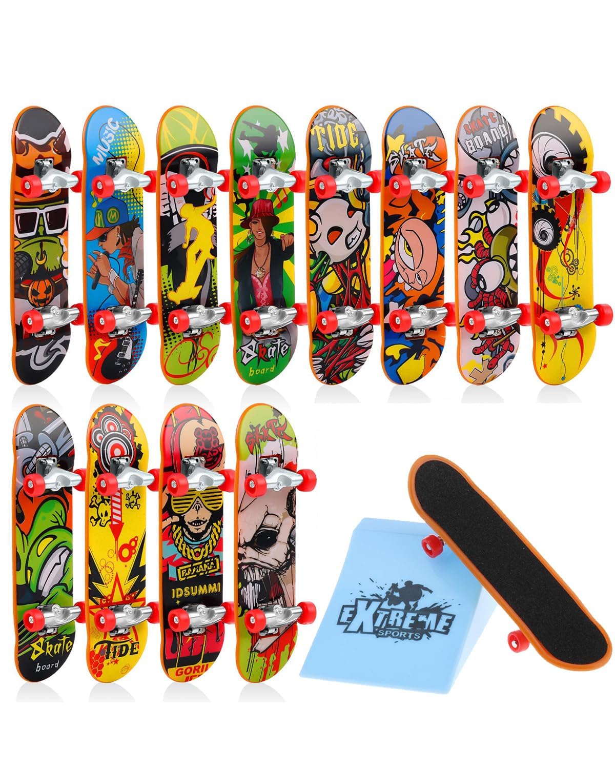 Plexaris 4pcs Fingerboard with A Finger Skateboard Ramp, Free Style Finger Board for Skating Lovers | Durable & Fun Mini Skateboard | in Multicolor Funky Designs | Fidget Toys of Birthday Gift (B0D8WLF431) Amazon Price History, Amazon Price Tracker