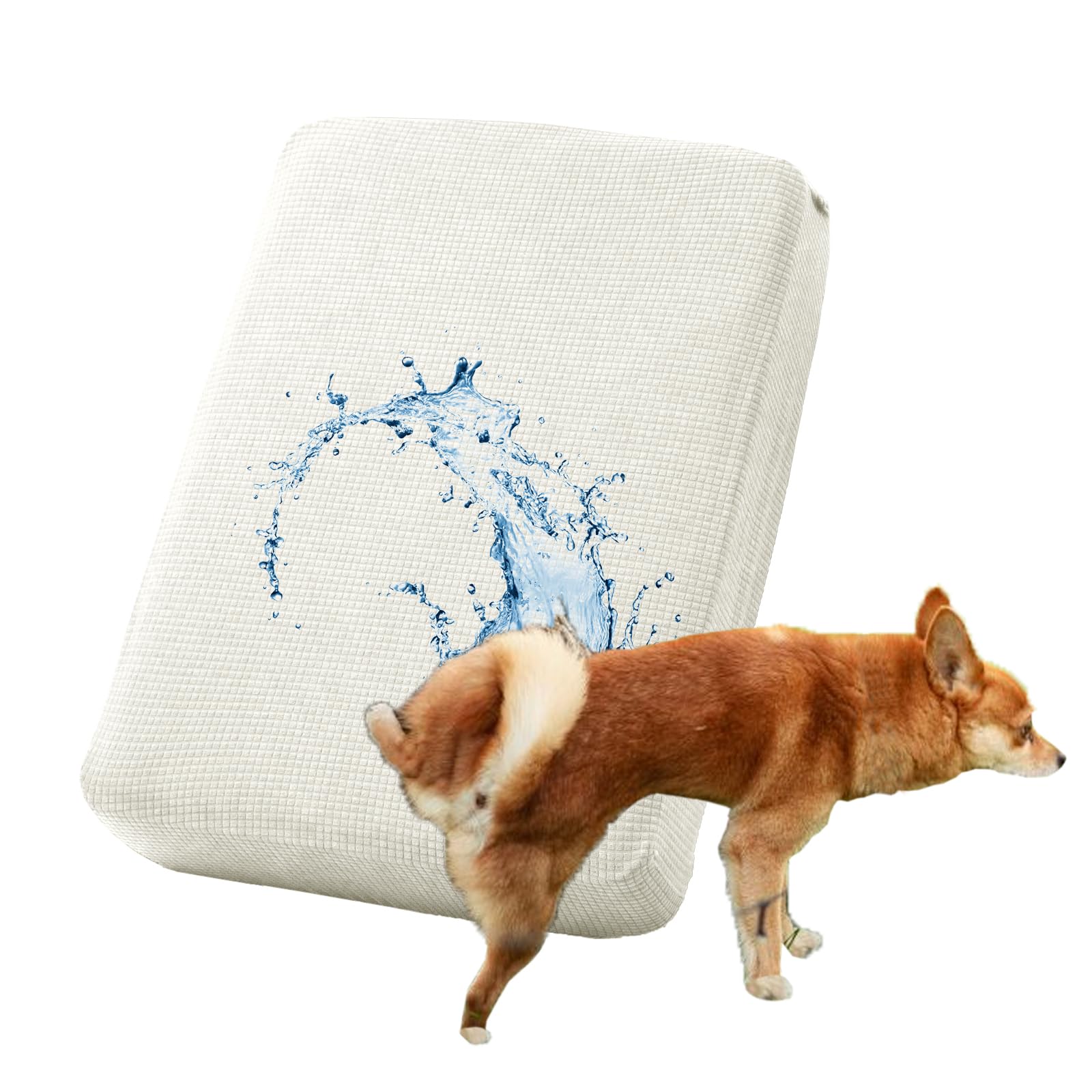 SYLC Waterproof Sofa Cushion Cover, Stretch Sofa Seat Cushion Covers Couch Cushion Covers Replacement for Living Room/Patio/Garden Rattan/Outdoor (Ivory,Large 1 Seater)