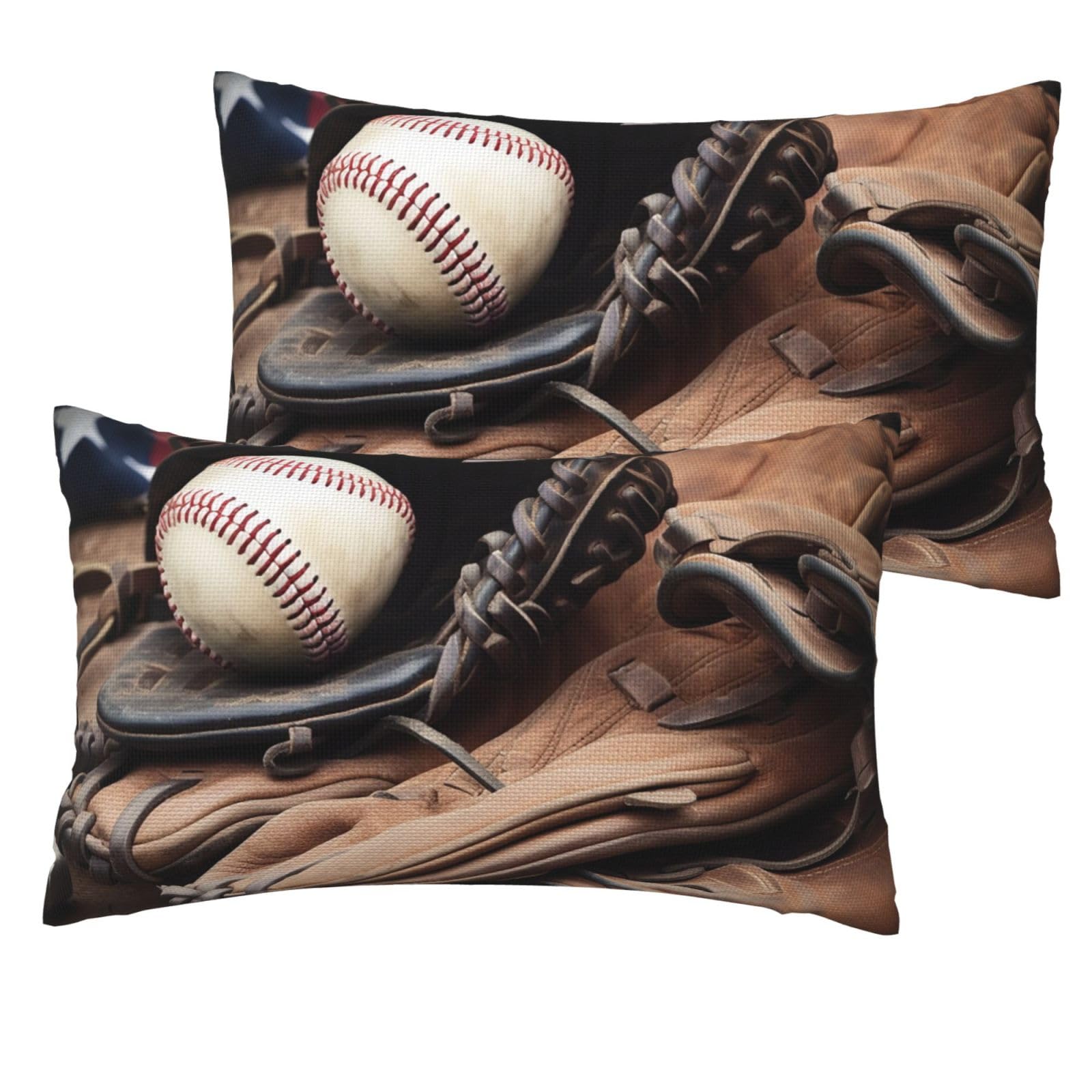 2 Pack Pillow Cases with Hidden Zipper, Soft Breathable Decorative Pillow Covers for Hair and Skin, Baseball Equipment Pillowcases 12"x20" Bed Pillow Protectors Cover for Sleeping Gifts