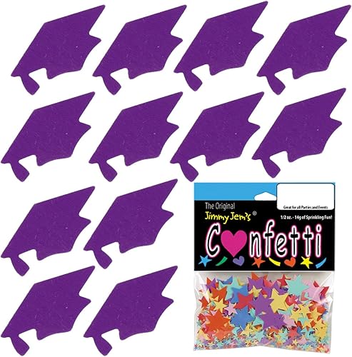 Miniatura 3 de Gorra de graduación de confeti morado - paquete al por menor #8412 QS0