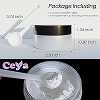 Vista 4 de Ceya Polvo de Mica de Interferencia, 50g/1.8oz Polvo de Uñas Cromado Blanco Hielo, Pigmento de Efecto Perlescente de Cambio de Color de Grado