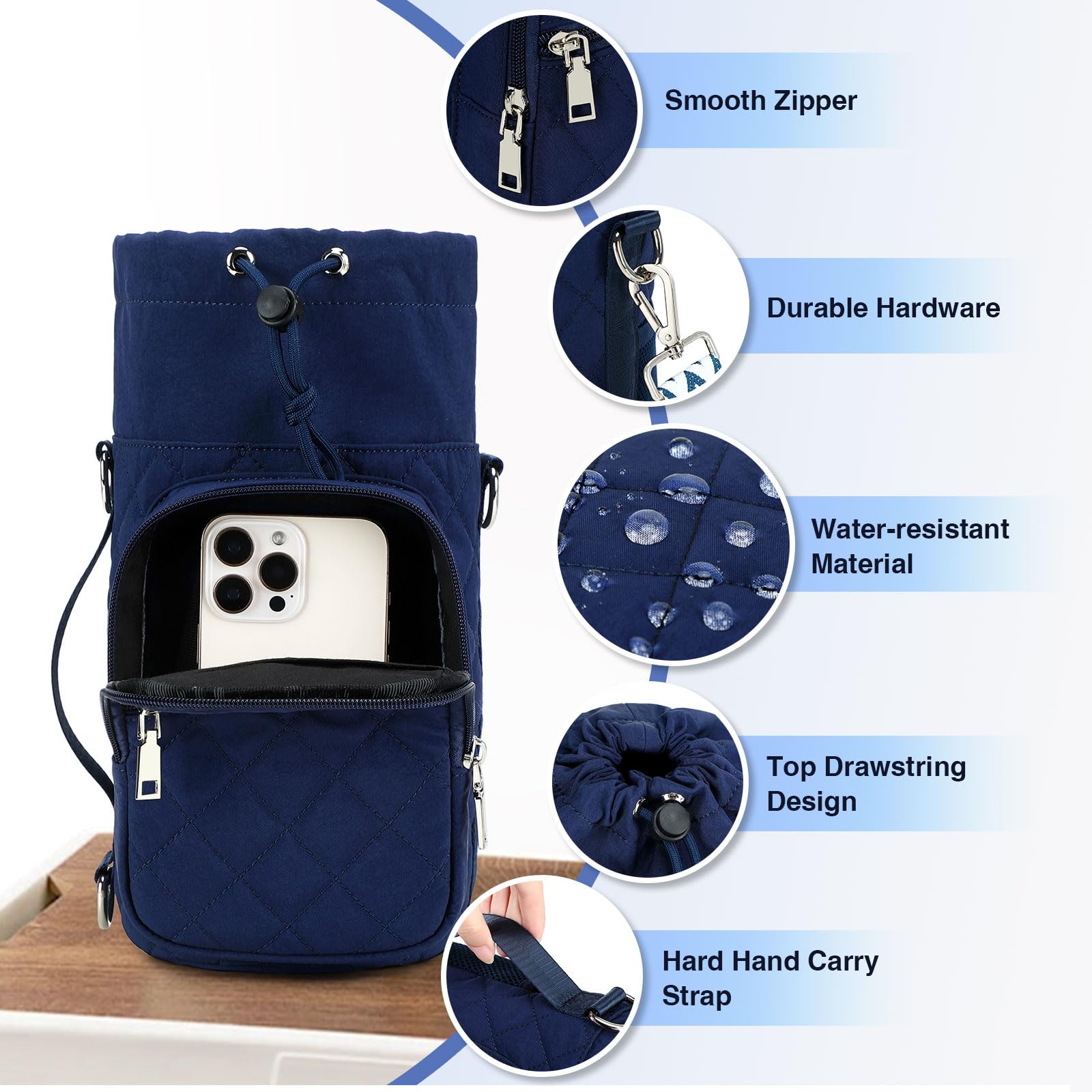 AGLOD Tragetasche für Wasserflaschen mit Gurt, Wasserflaschenhalter, Crossbody-Tasche für Damen und Herren, zum Wandern, Radfahren