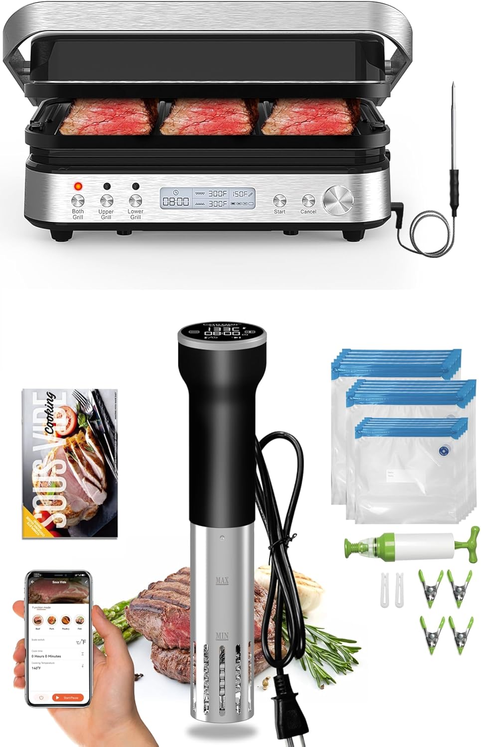 Sous Vide Cooker Kit & Panini Press 5 in 1
