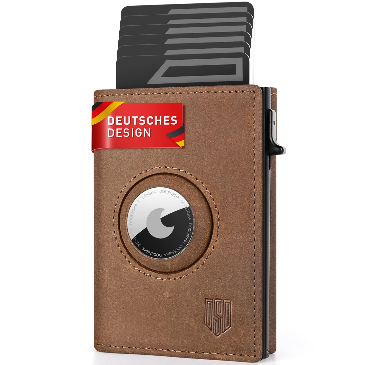 DODENSHA® AirTag* Wallet mit RFID Schut I Geldbörse Herren mit Münzfach I Smart Airtag Klein für 10+ Karten I Geldbeutel Herren Kartenetui I Slim Wallet for Men I Vintage Braun