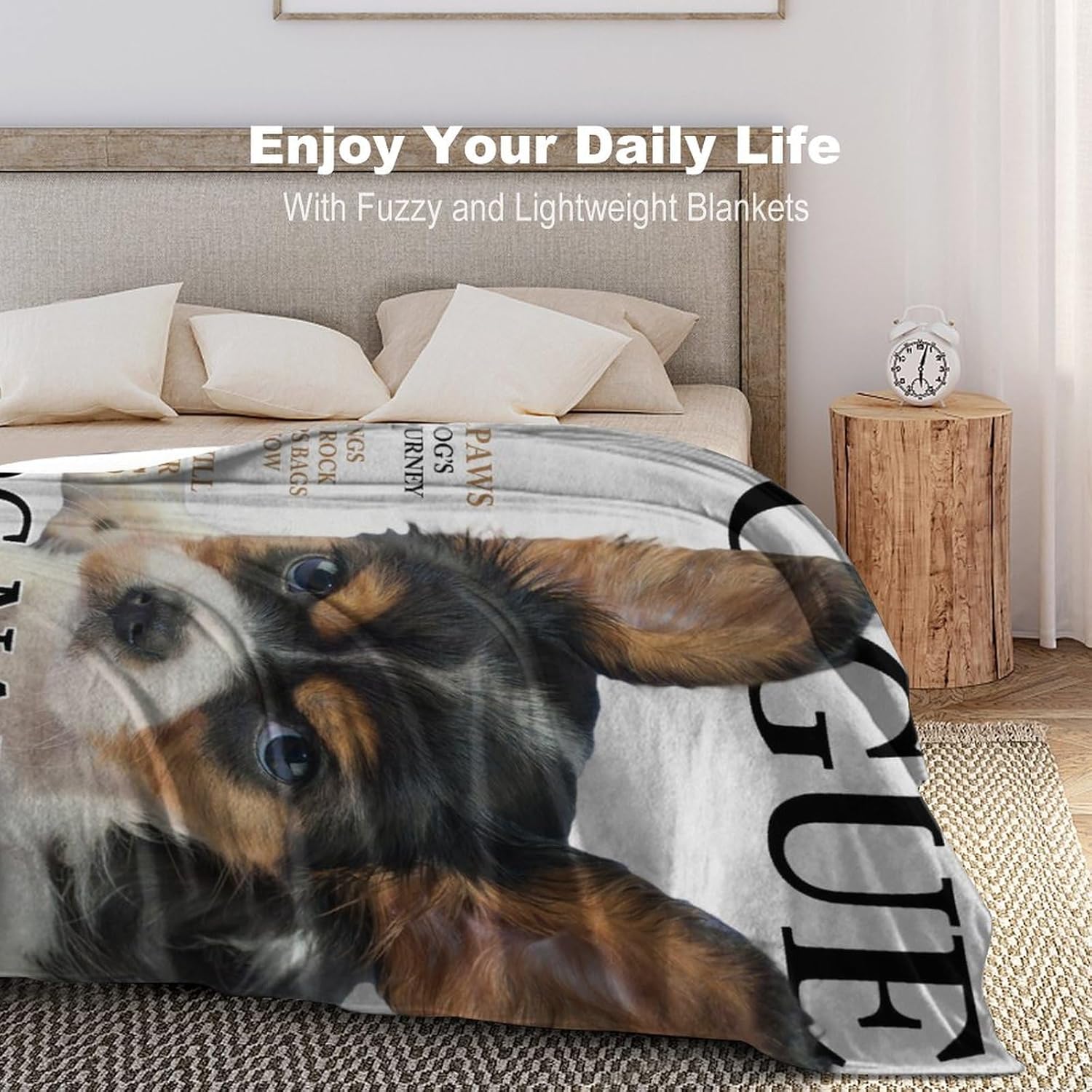 Personalized Dog Portrait Blanket - Custom Photo & Name Fleece Throw for Sofa Bed, Magazine Covers Picture for Pet Owner, Memorial Gift 40''x50''