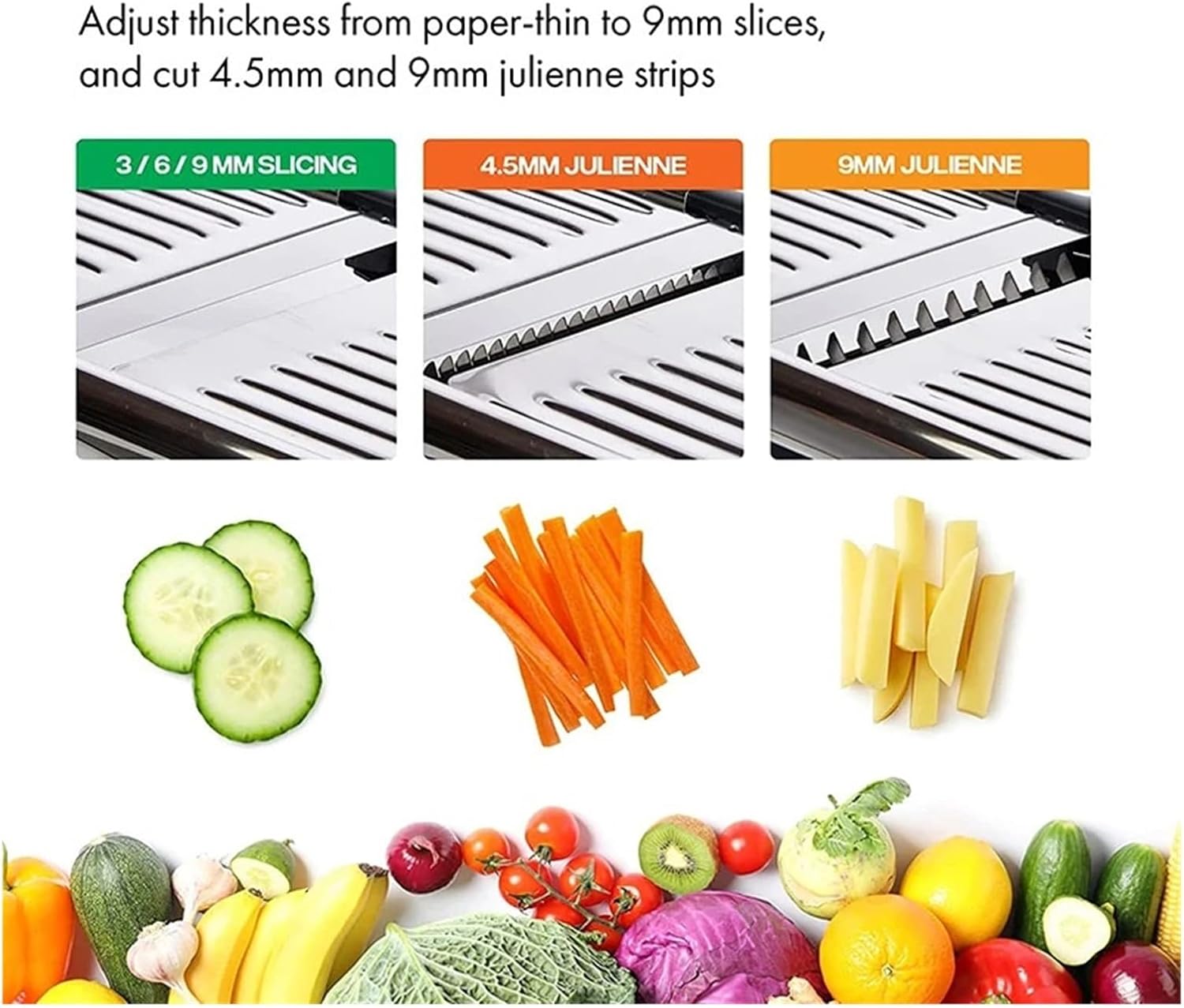 Vegetable Cutter Adjustable Mandoline Slicer Stainless Steel Vegetable Slicer Chopper Cutter Potato Tomato Onion Carrot JT213 Convenient