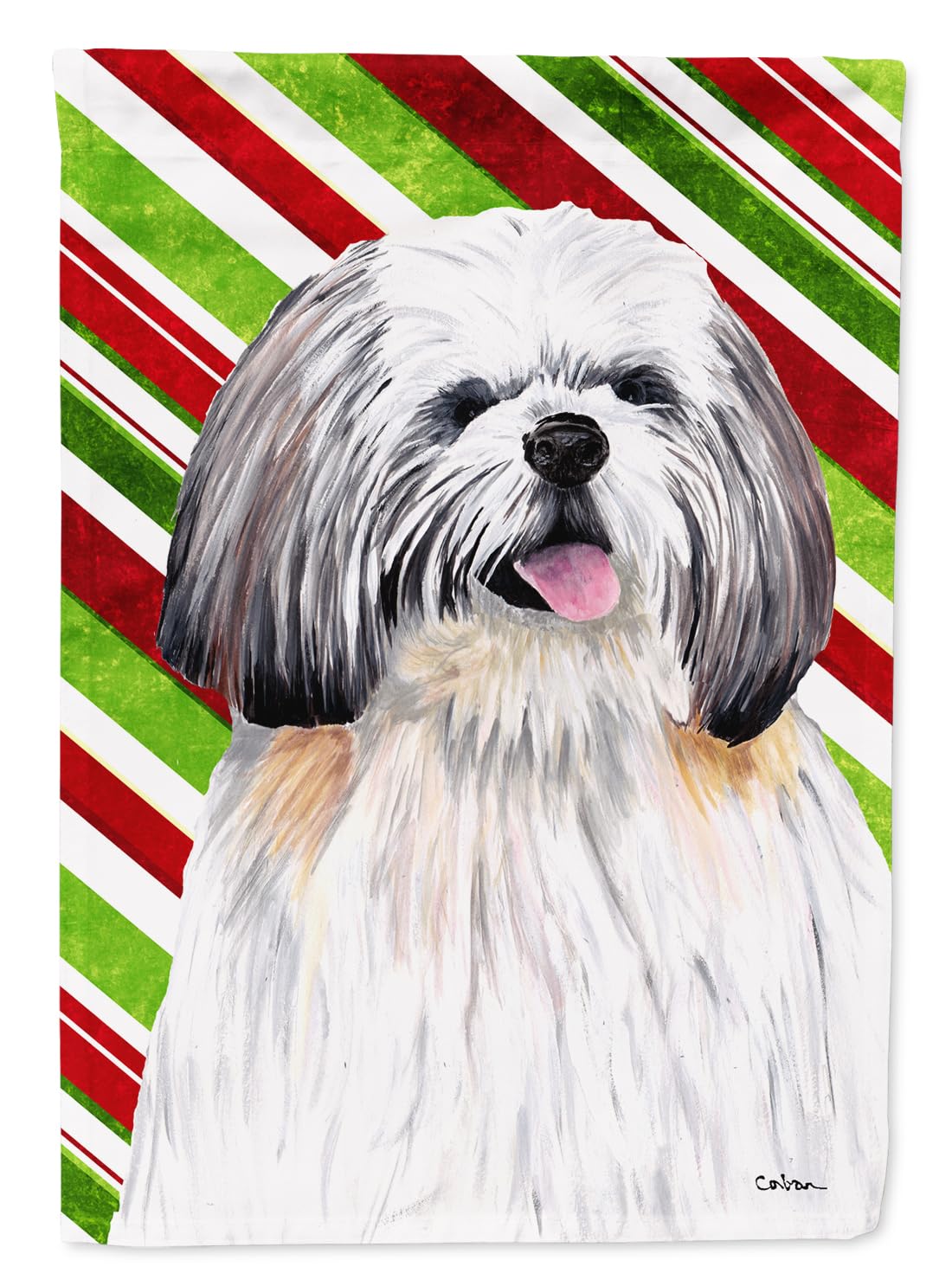 Drapeau de jardin Shih Tzu Noël décoration extérieure festive pour maison multicolore