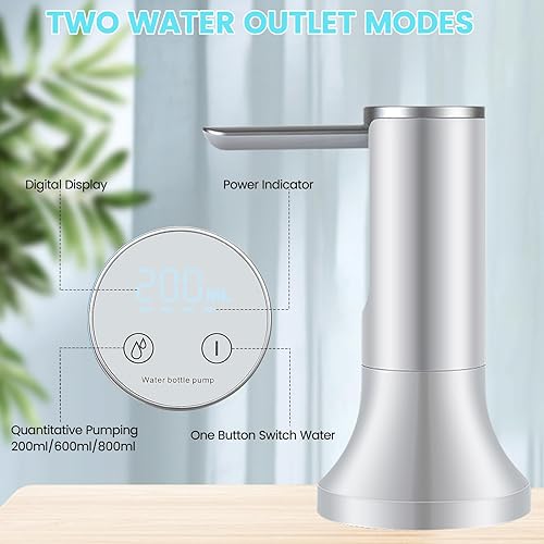 Miniatura 3 de Dispensador de agua, dispensador de agua de 5 galones con base, mini dispensador de agua 2 en 1, bomba de agua para encimera con carga USB y apagado
