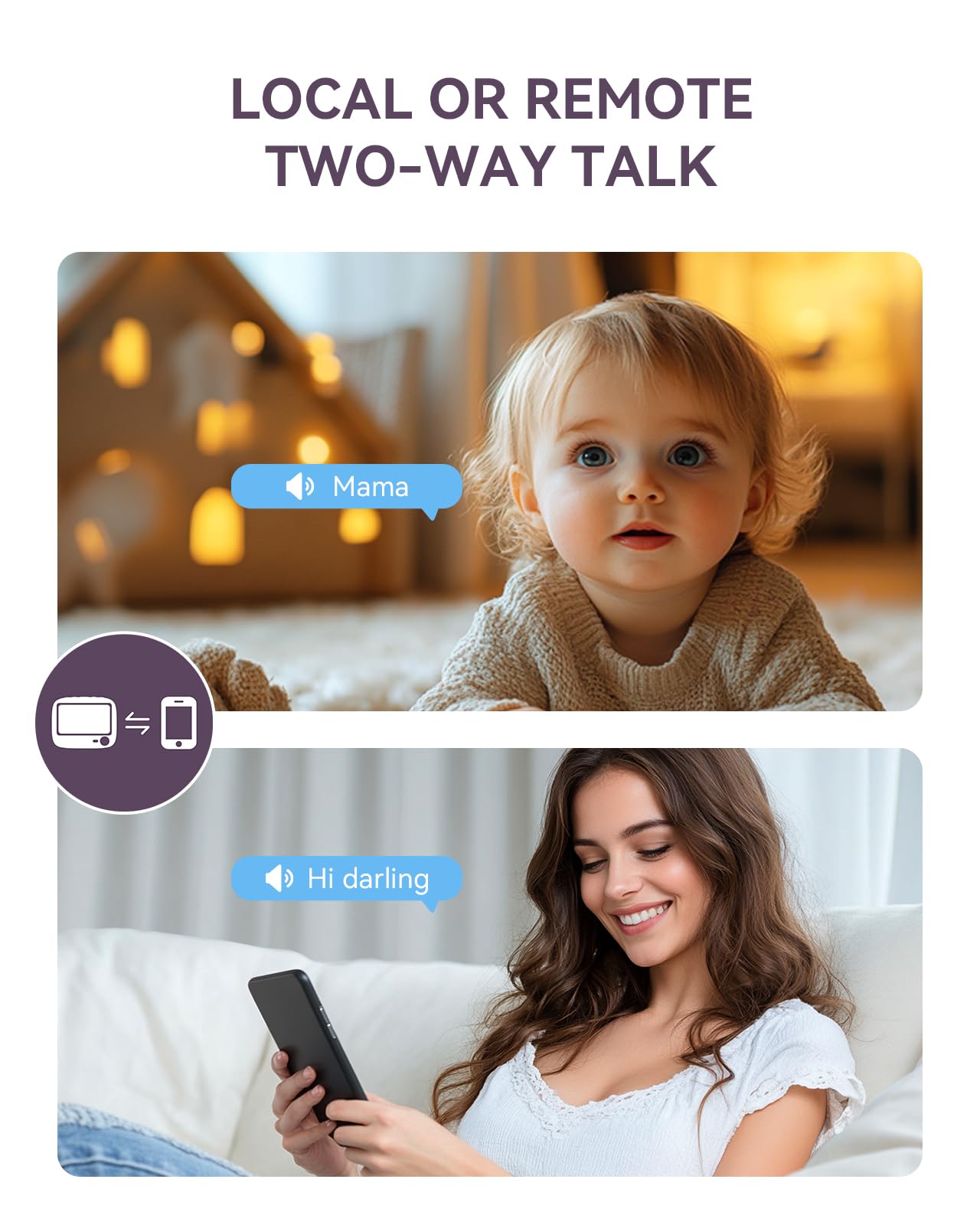 Comfyer BM02 Kamera Inteligentna dla Niemowląt z 2K, 5" Wyświetlaczem HD, Kamera Wideo dla Niemowląt z Wi-Fi, Noktowizor IR, Automatyczne Śledzenie, Wyświetlacz Temperatury, Wykrywanie Ruchu/Dźwięku
