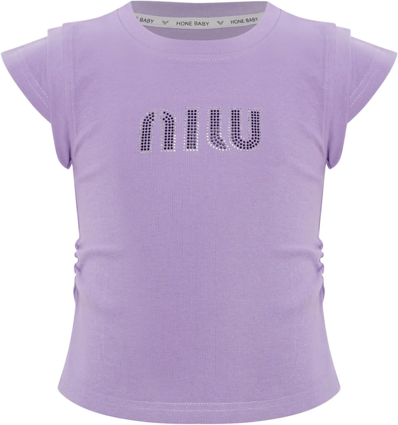Girls Athletic Dry-fit Shirts Gym Yoga Workout T-Shirts Ruched Letter Crop Tees for Kids