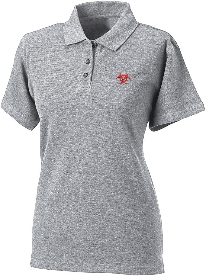 Womens Polos Shirts Short Sleeve Biohazard Embroidery Polo Shirts