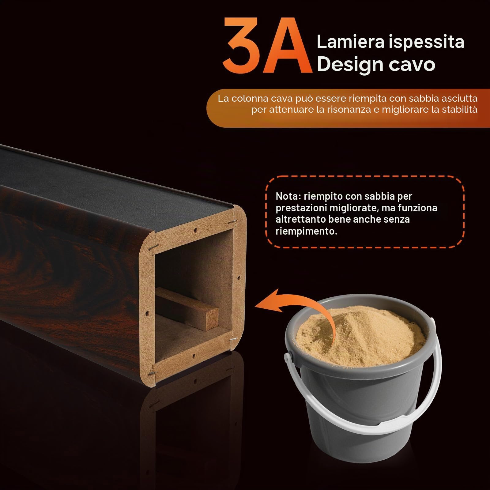 OUUTMEE Supporti per altoparlanti in legno da 40 cm (16 pollici) – Robusti supporti per altoparlanti HiFi per home cinema, Supporto universale per altoparlanti da pavimento con design riempibile di