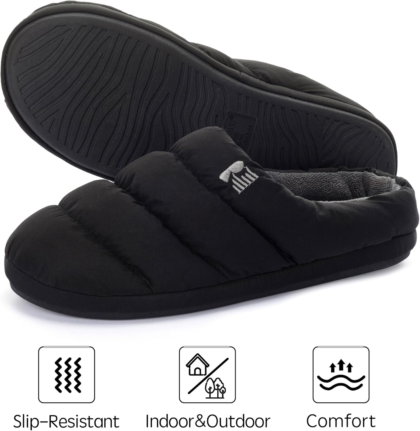 RockDove Mens Campground Puffer Slippers Memory Foam Cozy Warm Indoor House Shoes Non Slip Machine Washable Gift Ready - Image 4