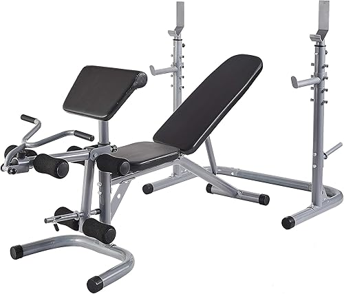 Miniatura 4 de BalanceFrom RS 60 Estación de entrenamiento multifuncional Banco de entrenamiento olímpico ajustable con estante para sentadillas, extensión de