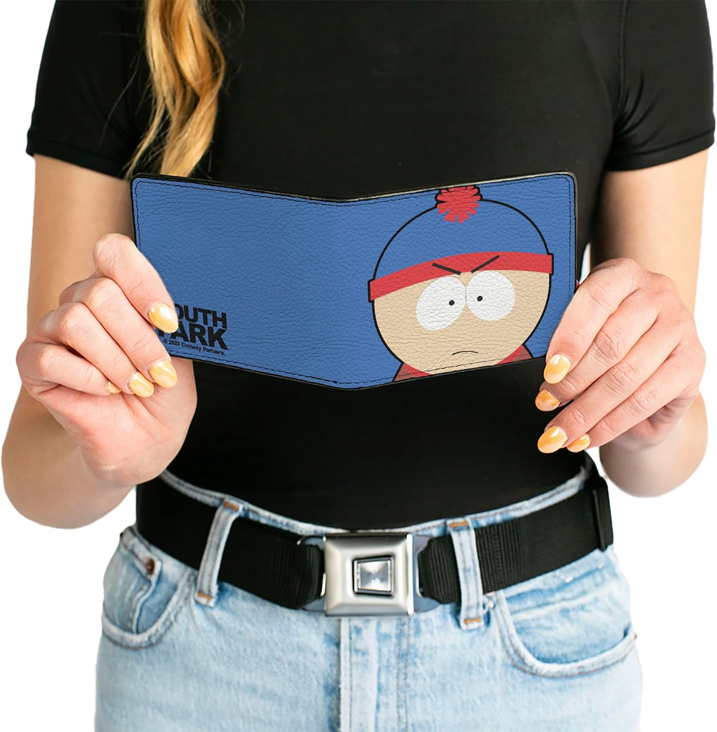 Buckle-Down Comedy Central Wallet, Bifold, South Park Stan Face Character Close Up Blue, Vegan Leather