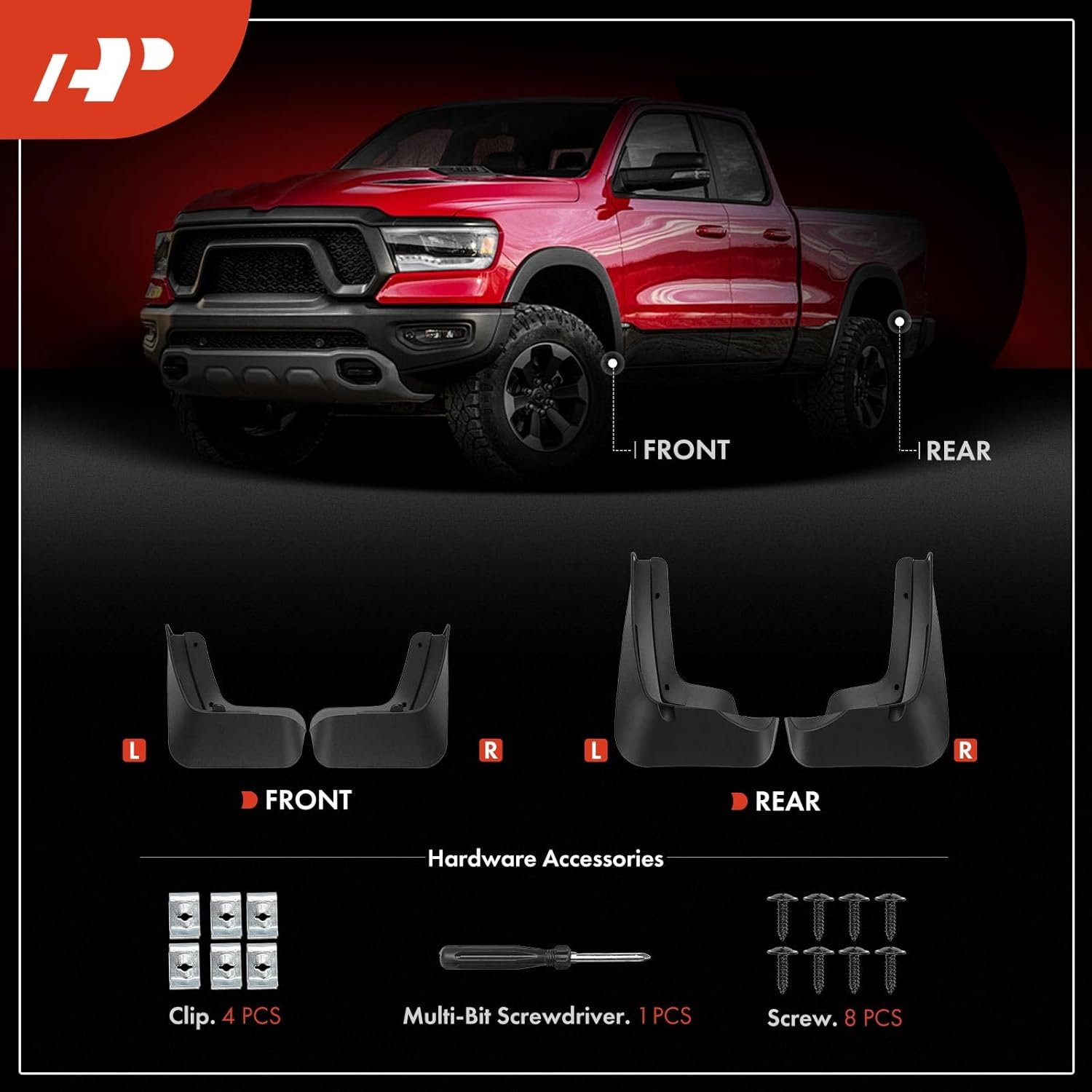 A-Premium Mud Flaps Compatible with Chevrolet Traverse 2018-2023, No Drilling Required Mud Guards with Hardware Accessories, Set of 4 Front and Rear