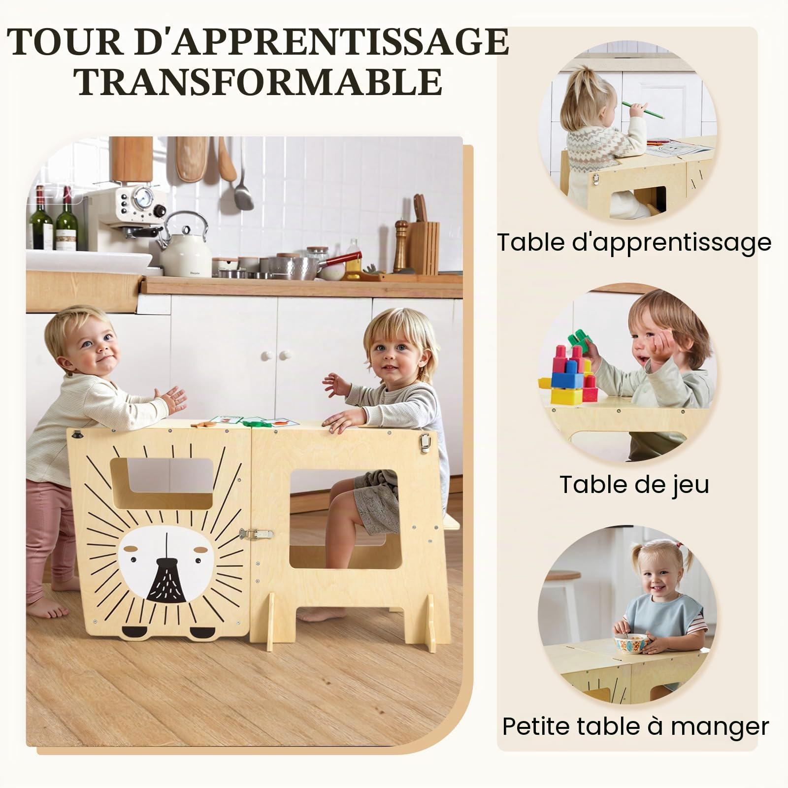 Labebe Tour d Observation Montessori 3 in 1 Grande Taille 1-3 Ans