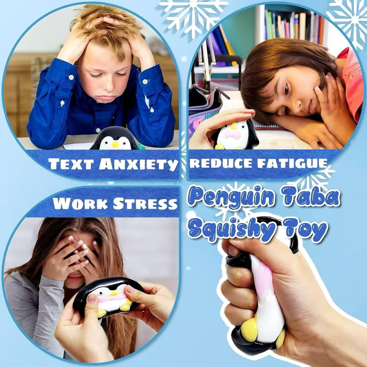 Cute Penguin Taba Squishy, Penguin Stress Ball FuFu Squishy Toys for Kids, Kawaii Squishies, Stretchy Animals Squeeze Balls Taba Sensory Toys for Boys, Girls, Party Favors