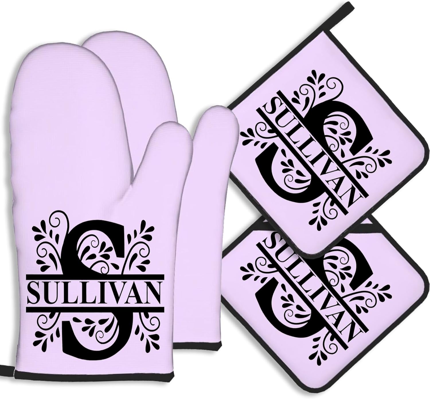 Custom Oven Mitts Pot Holders Personalized Name and Photo