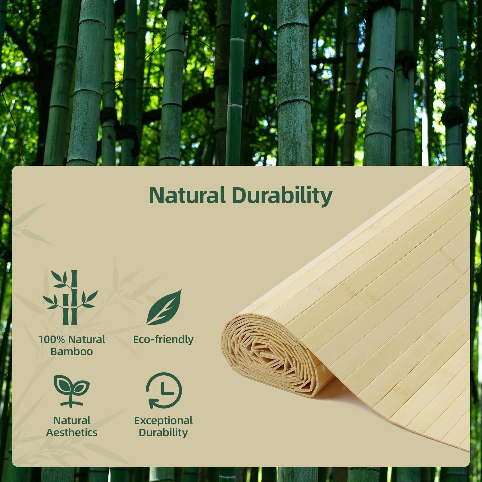 Vieshful Paneles de Pared de Bambú Natural (40 x 240cm), Revestimiento Flexible para Decoración de Interiores, Listones de Madera para Isla de Cocina, Salón y Renovación de Muebles DIY Natural