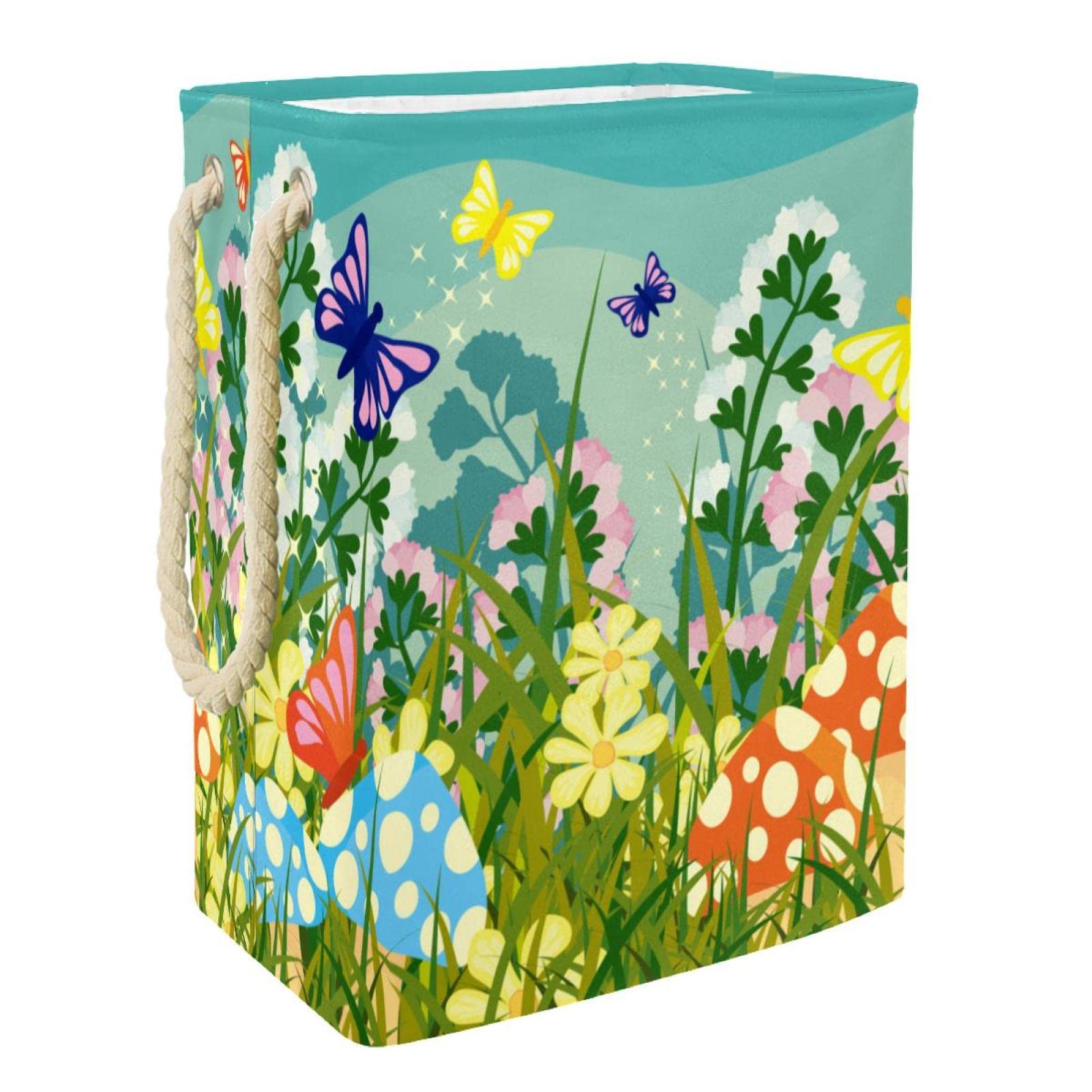 Grand panier à linge Jardin Magique avec poignée durable pour vêtements sales en dortoir et chambre