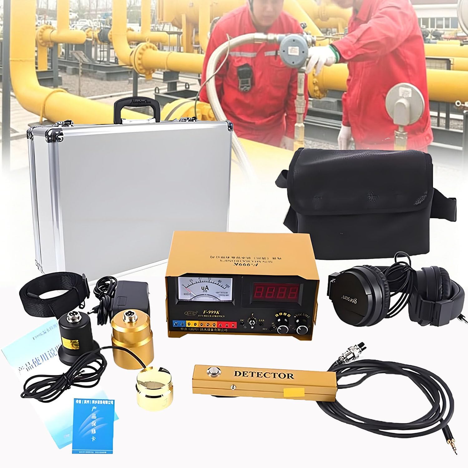 Detector de Fugas en tuberías subterráneas, Sensor geofónico de Fugas de Agua, Equipo de detección de Fugas de Agua, Profundidad de 3 Metros, Pantalla LCD para Uso doméstico y Comercial