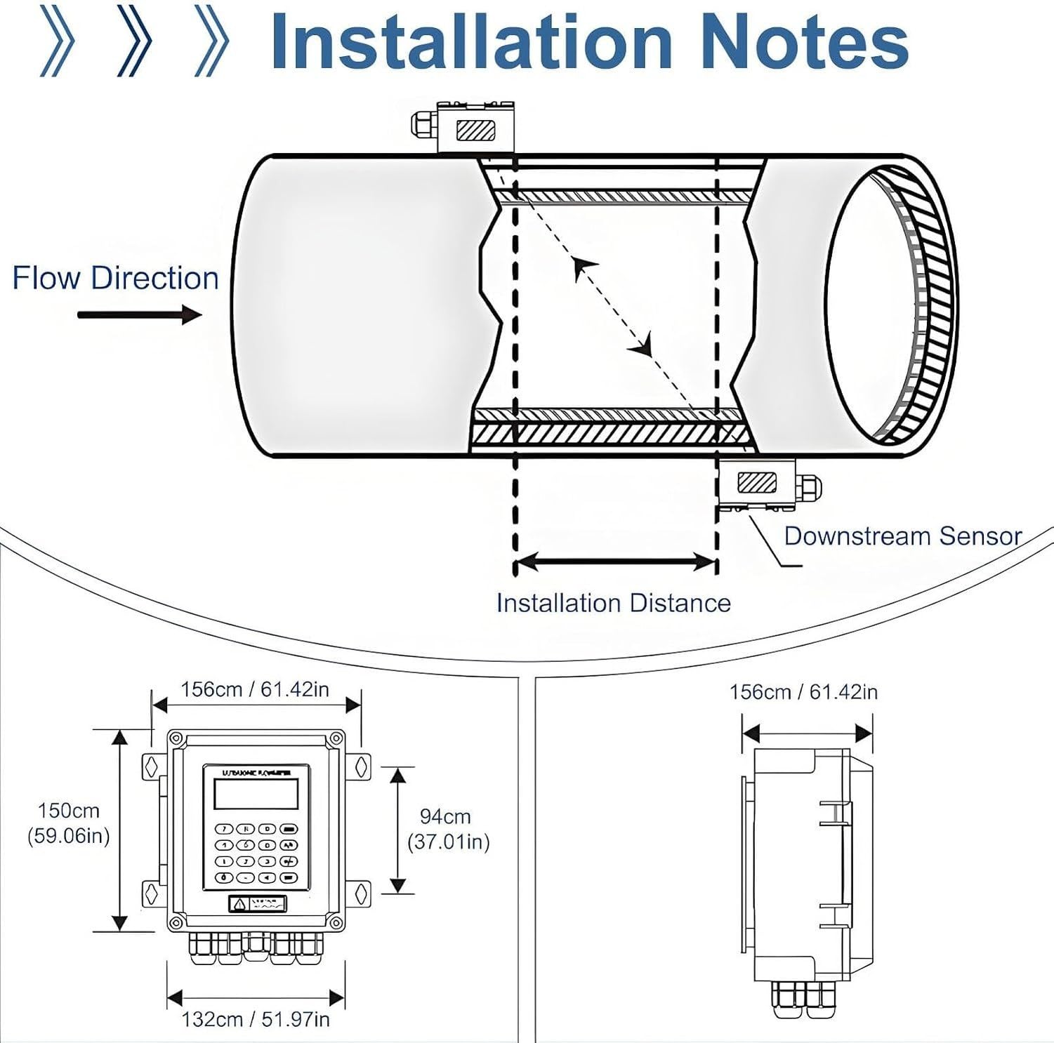 Medidor de flujo ultrasónico, caudalímetro industrial DN50-DN700, contador