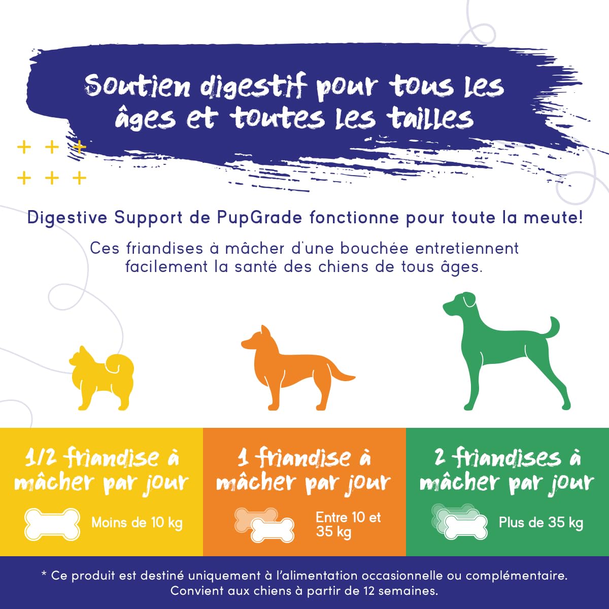 PupGrade Soutien Digestif pour Chiens – Aliment Complémentaire 8 Ingrédients Actifs – Maux Estomac, Diarrhée, Intestins, Soutien Immunitaire – Citrouille, Myrtille, Huile Lin – 30 Friandises Molles