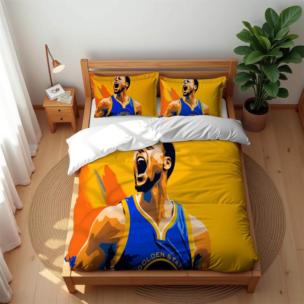 Ste-X Sc 04 Luxury Breathable Bedding Set Stephen Curry 210Tc Cotton Soft Cool Summer Warm Winter Comfort Anti-Mite (,200X200cm(Double))