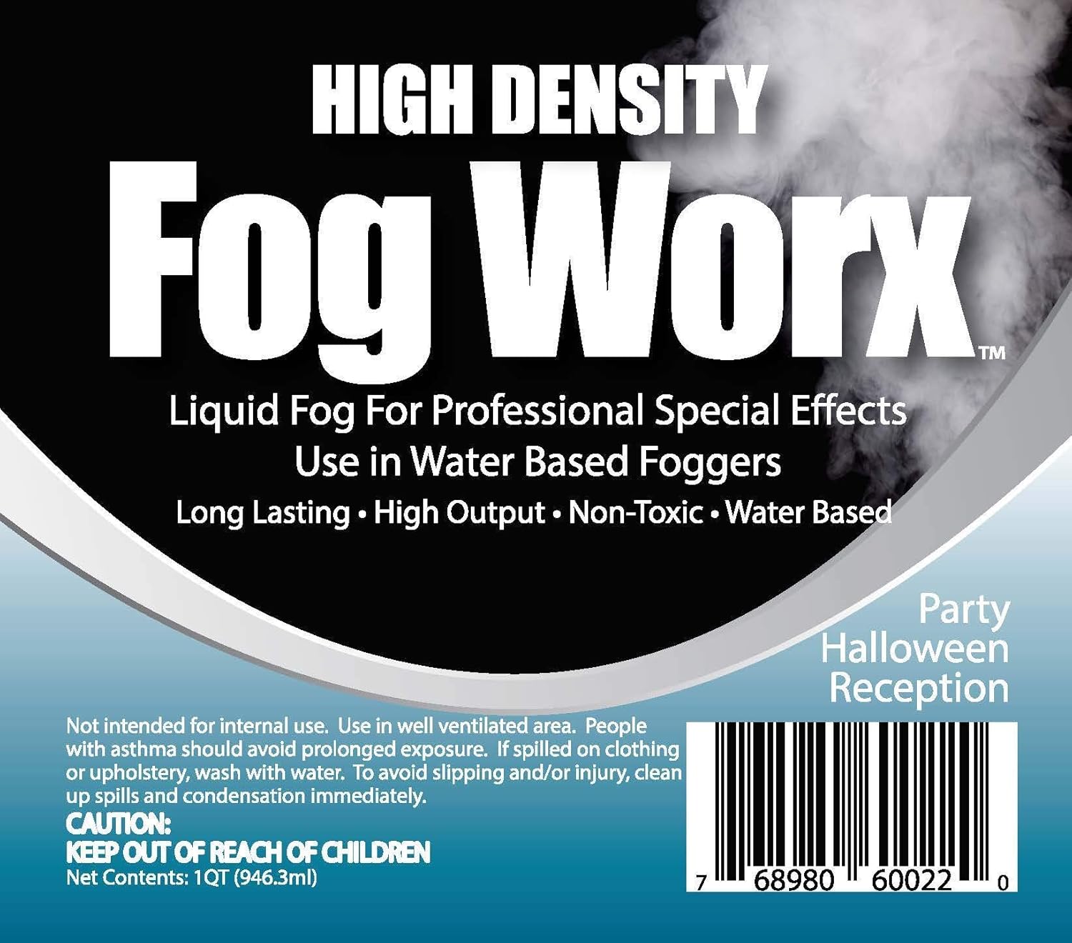 FogWorx Extreme High Density Fog Juice - Long Lasting, High Output, Odorless Water Based Fog Machine Fluid - 1 Quart, 32 ounces for 400 Watt to 1500 Watt Machines : Musical Instruments