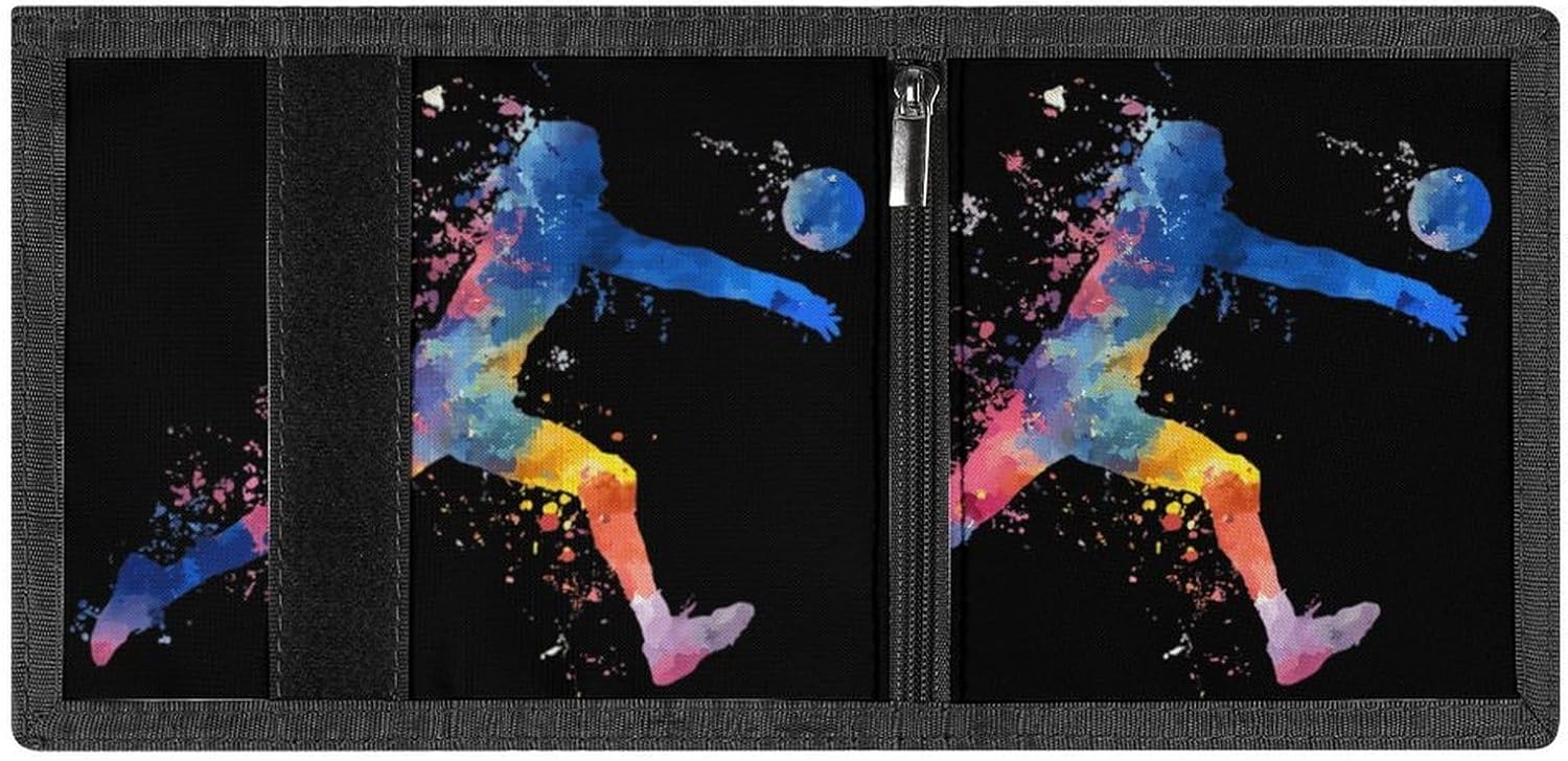 Volleyball Player Watercolor Trifold Slim Wallet Front Pocket With Money Clip And ID Credit Card Slots For Travel Work