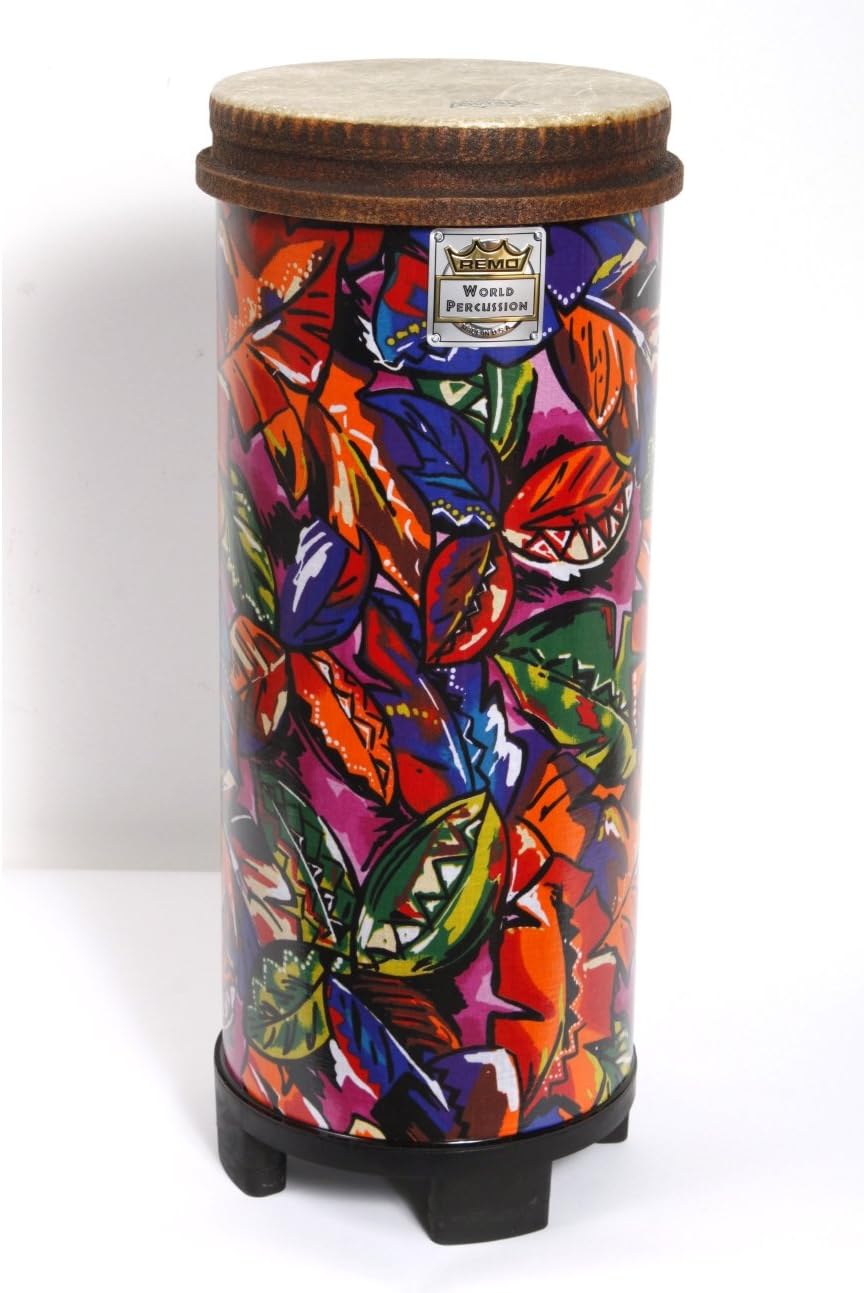 Remo TUBANO®, Pre-Tuned, SKYNDEEP®, FIBERSKYN® Graphic MONDO(TM) Drumhead, 10" Diameter, 26" Height, Tropical Leaf