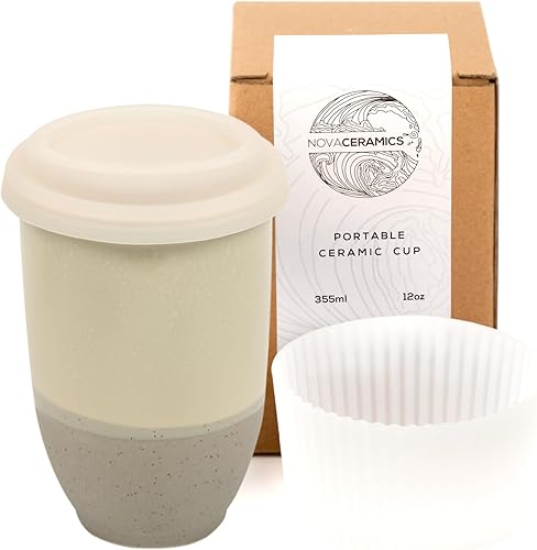Miniatura 21 de NOVA CERAMICS Taza de Viaje Grapefruit de 12oz - Vaso de Café Para Llevar Con Tapa - Apto para Microondas y Lavavajillas - Diseño Único