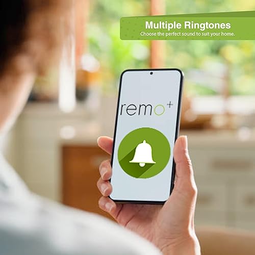 Miniatura 5 de Remo+ Timbre WiFi para interiores, timbre inalámbrico inteligente con control de volumen y múltiples tonos de llamada, conectividad perfecta para