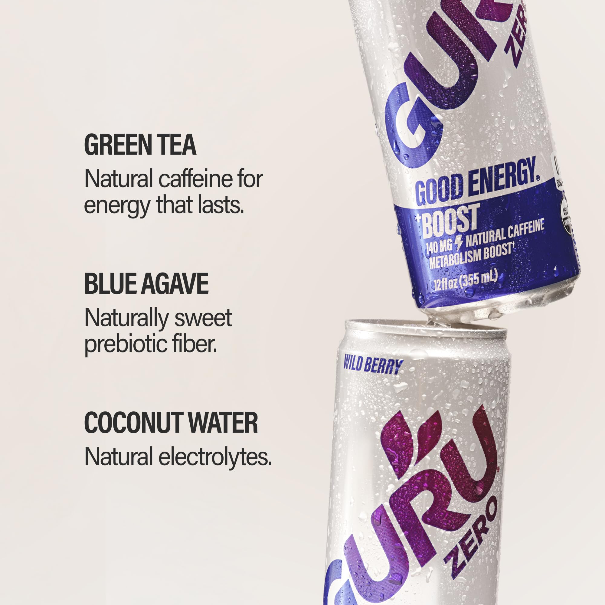 Amazon.com : GURU Zero Sugar Energy Drink, Wild Berry Organic