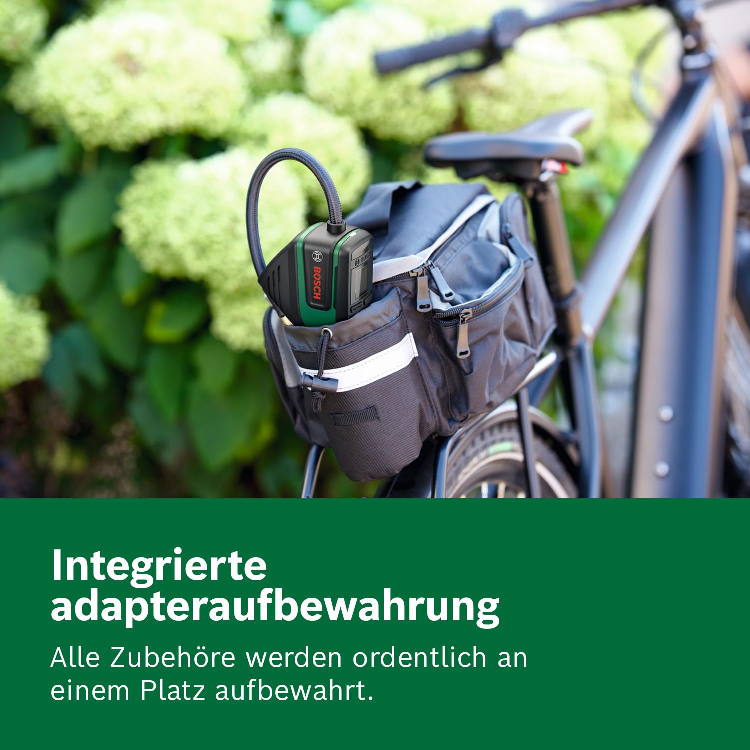 Bosch PNEO Akku-Fahrradpumpe/Luftpumpe/Mini-Kompressor (Compact Power BA 4V 3,0 Ah Akku, Quick Snap-Adapter, Ballnadeladapter, Presta-Ventiladapter, Ballonadapter, Stoffbeutel, Karton)