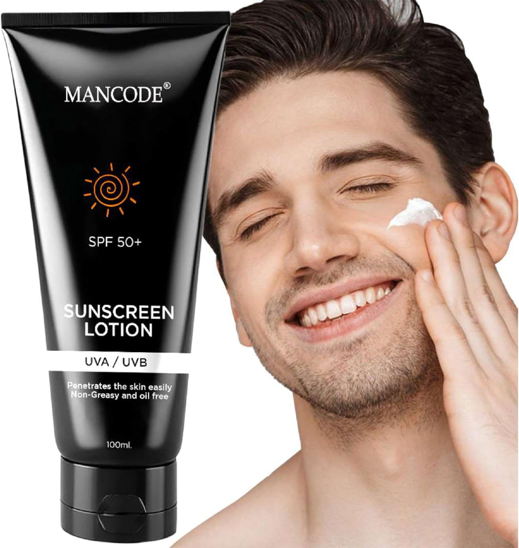 Mancode Sunscreen SPF 50 PA+ Lotion UV A, UV B & Blue Light Protection For All Types of Skin | Non-Greasy, Quick-Absorbing Sunscreen for Men and Women (100ml)