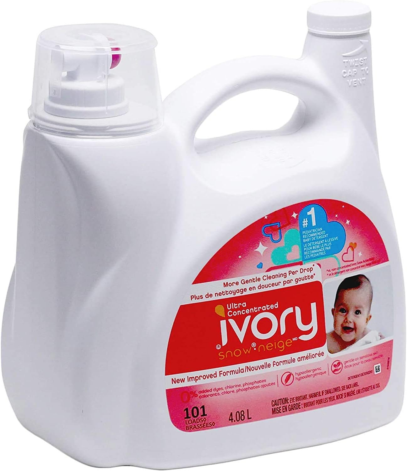 IvorySnow Ultra Concentrated Hypoallergenic Baby Liquid Detergent 101 Loads, 138 Fl.OZ / 4.08 L