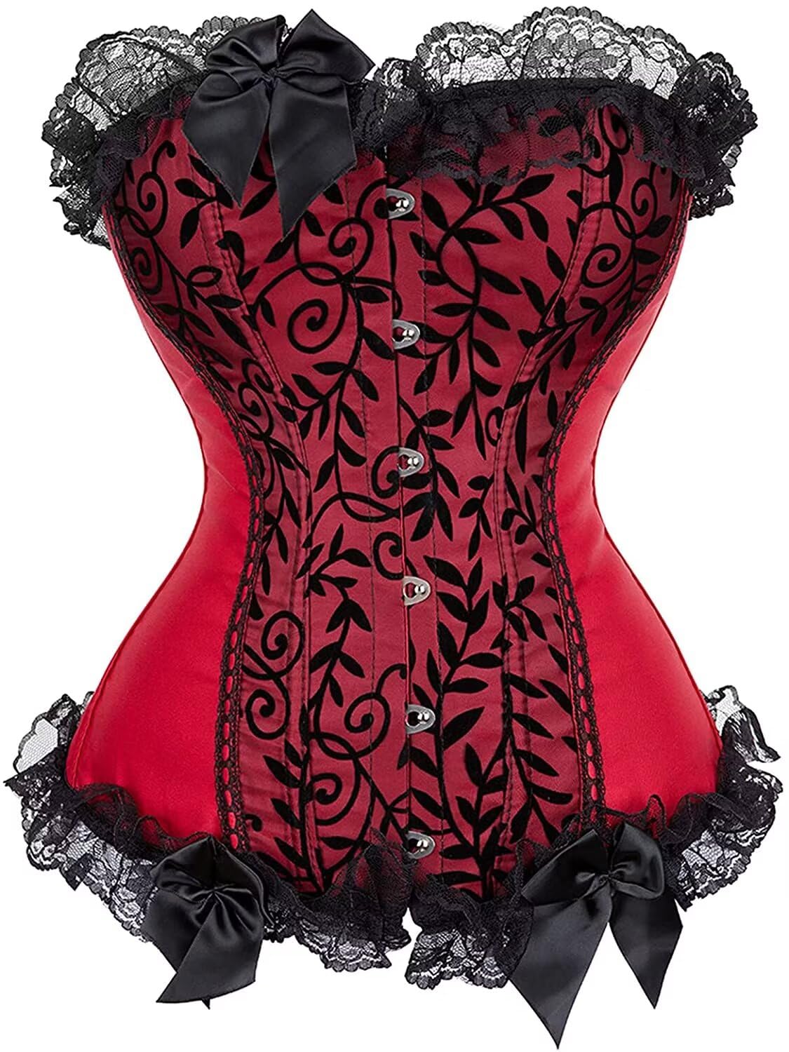 Josamogre Corset Femme Bustier Jupe Robe Dress Sexy Dentelle Floral Guêpière Lingerie Grande Taille Medieval Vert