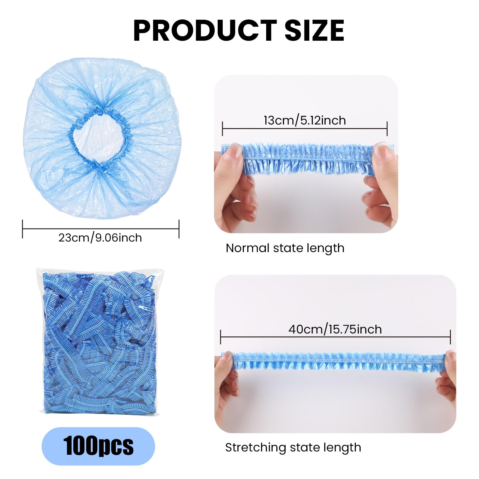 100PCS Disposable Shower Caps,Waterproof Hair Caps,Multi-Purpose Thickened Plastic Elastic Bath Caps for Women Home Use,Hair Salon - Image 2
