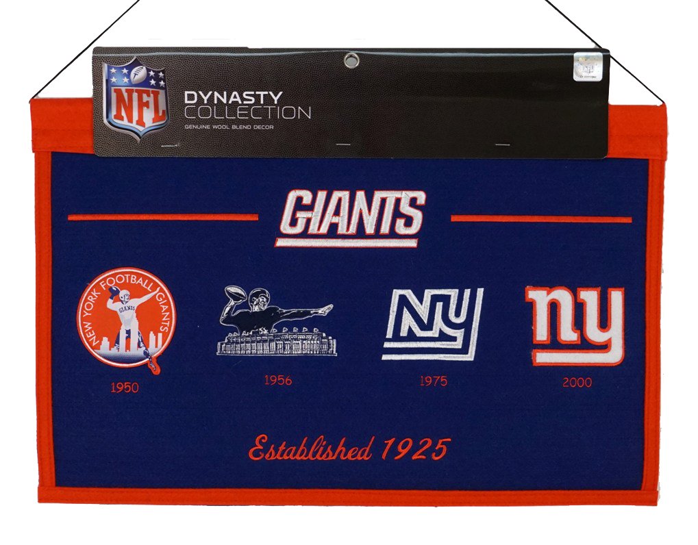 New York Football Giants - Established 1925 - Classic Logos through the years Wool Heritage Dynasty Banner 22 x 14