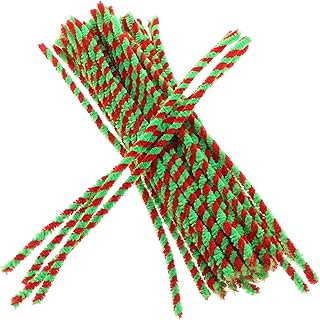 Veemoon 50 Piezas Barra De Torsión Bicolor Palos Palo De Peluche Para Tubo Tallos De Chenilla Artesanal Limpiadores Rojos Limpiapipas a Rayas Flexible Agitarse