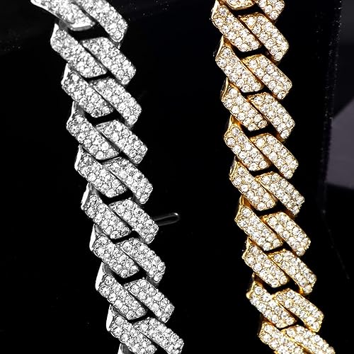 Miniatura 5 de Cadena de eslabones cubanos de 0.55 pulgadas para hombre, collar de cadena de eslabones cubanos de Miami, pulsera para hombres y mujeres, cadenas