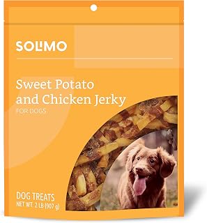 Solimo Sweet Potato & Chicken Jerky Dog Treats - Grain-Free, No Corn Wheat Soy Gluten, 2 lb Bag